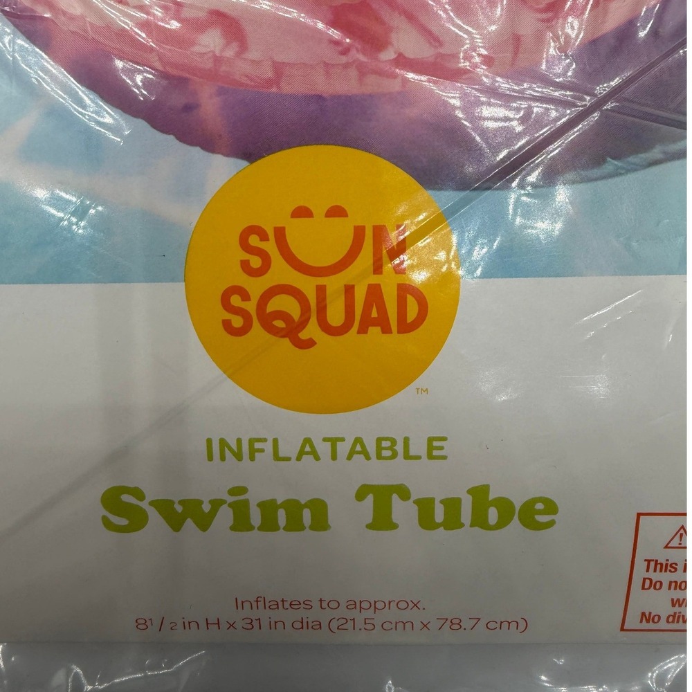 Sun Squad Inflatable Swim Tube Pink Crab Pattern 31 Inch Pool Float New - Picture 2 of 5